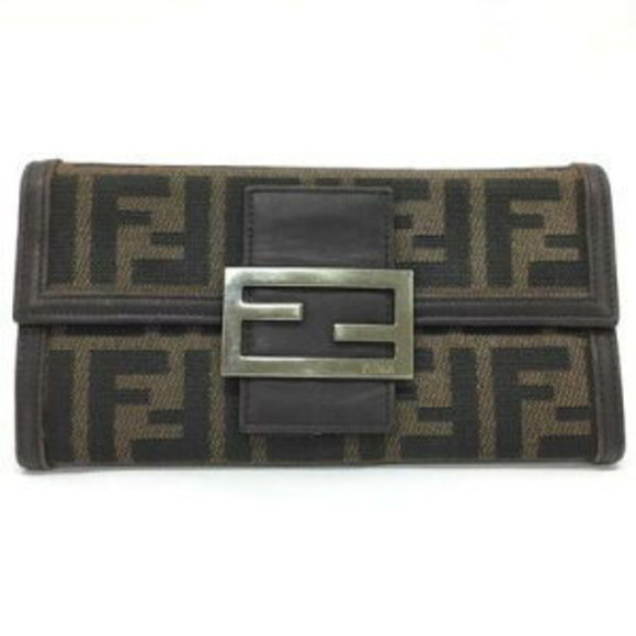 Fendi Wallet no Brown Fold Zucca Long - Picture 1 of 7